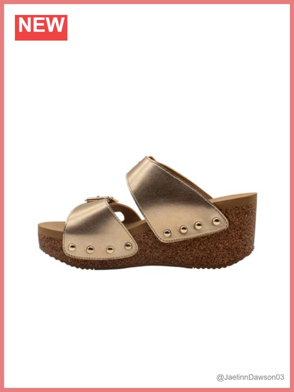 Women's Wedge Sandals Slide Faux Upper 2.25" Cork Heel Slip On